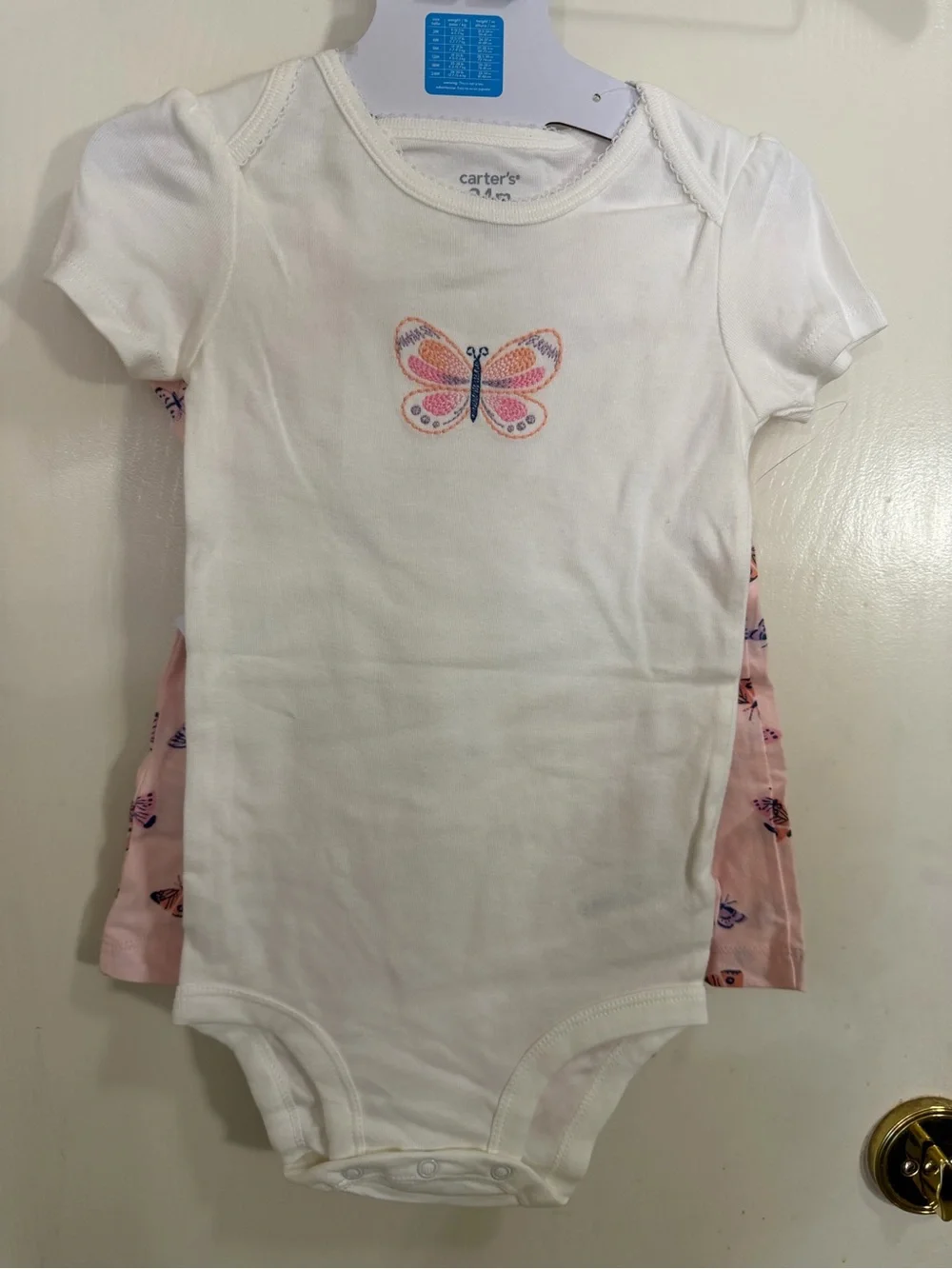 Carter's Pink Butterfly Short-Sleeve Bodysuit 3 Piece  Set, 9 mons (172)